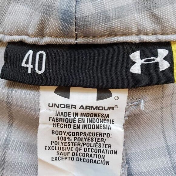 Under Armour UA Shorts Men's Size 40 Gray Plaid Chino Golf Performance Stretch - Picture 9 of 12